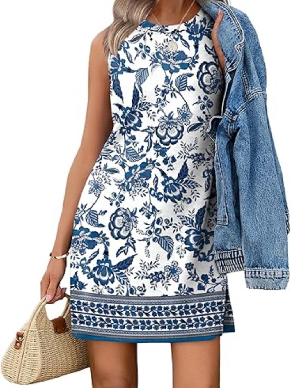 Casual Dresses for Women Crewneck Sleeveless Tank Dress Summer Spring Boho Vacat - Picture 1 of 5